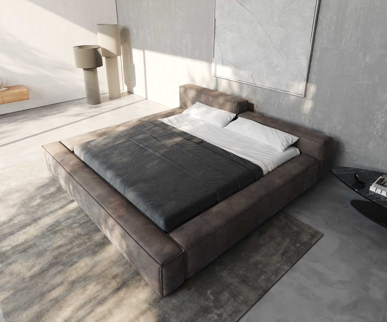 Sommier-rembourré Kalinea 180x200 cm microfibre taupe vintage 4