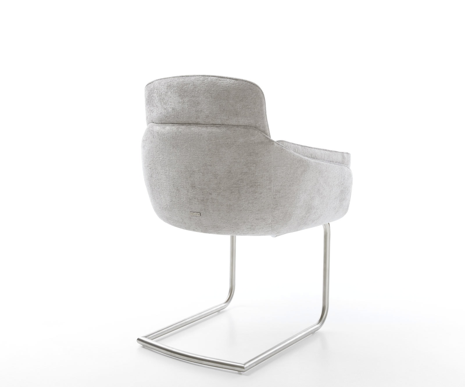 Cantilever Luan-Flex avec accoudoirs chenille gris argenté pied cantilever rond acier inoxydable brossé 4 Cantilever Luan-Flex avec accoudoirs chenille gris argenté pied cantilever rond acier inoxydable brossé 4