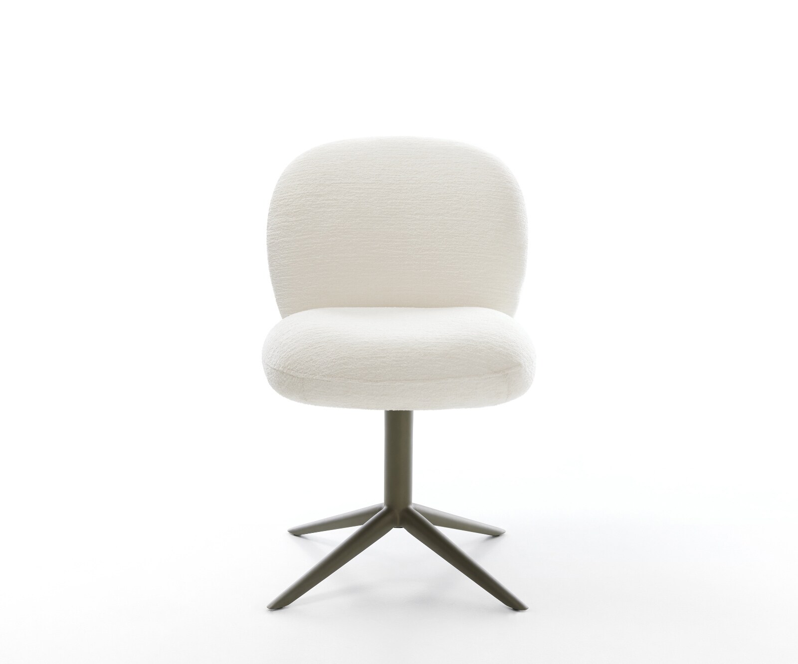 Chaise-pivotante Nube-Flex bouclé doux beige pied de chaise 4 branches aspect titane pivotement sur 360° fonction bascule resorts ensachés 2