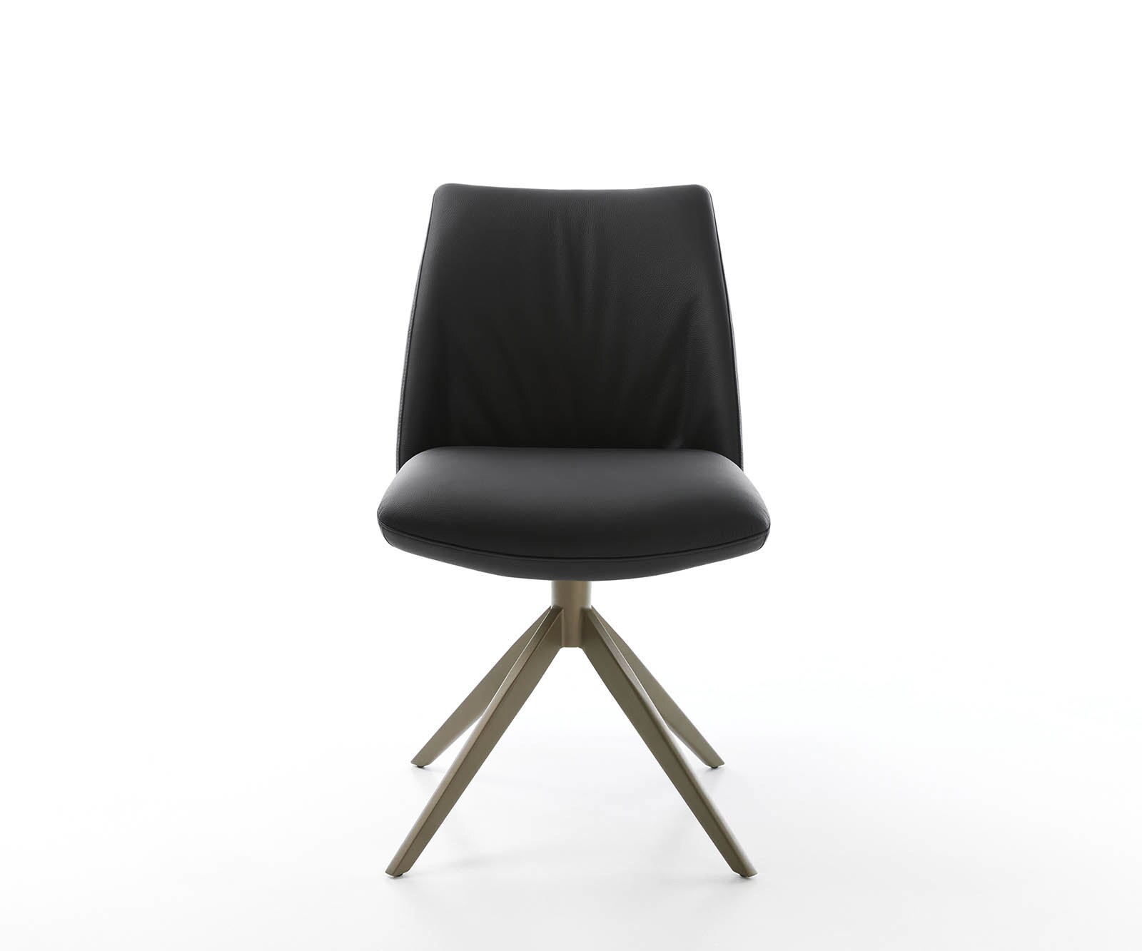 Chaise-pivotante Elso-Flex cuir de vache noir pied croisé large aspect titane pivotement sur 360° ressorts ensachés 1