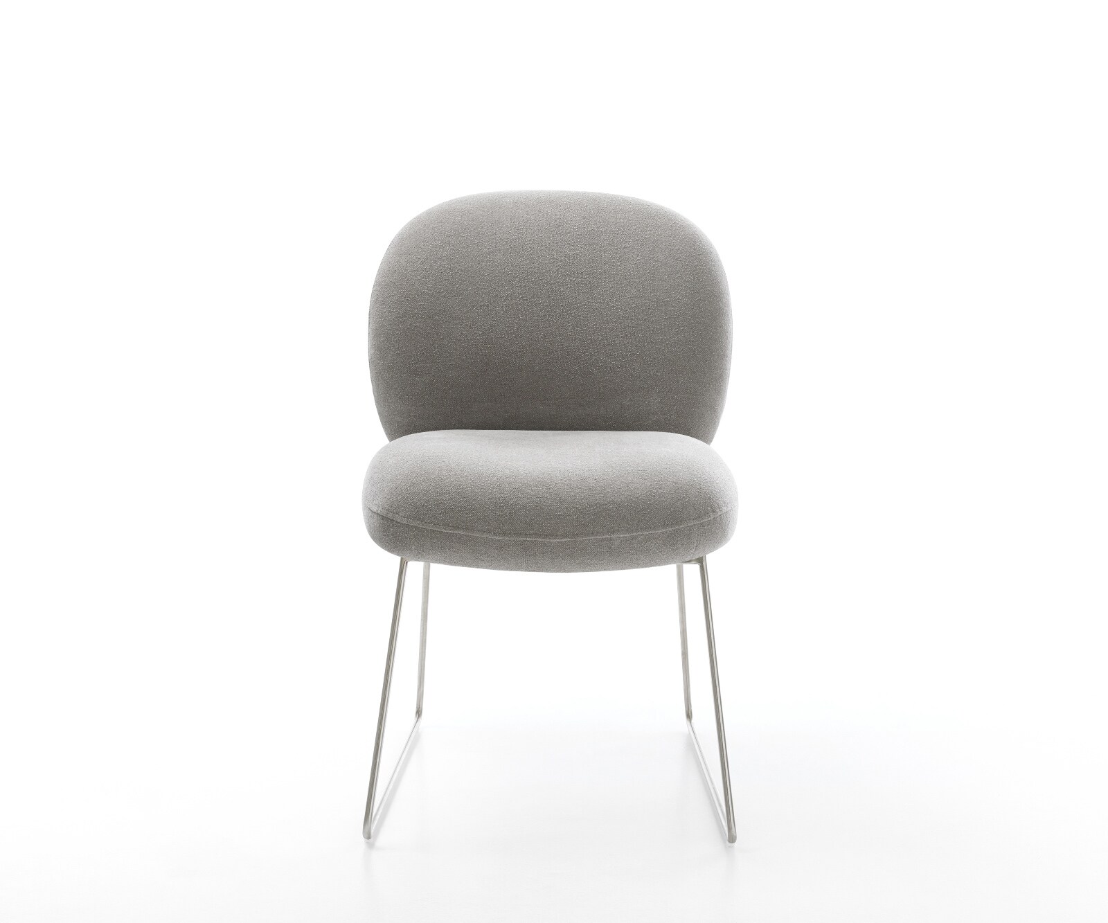 Chaise-de-salle-à-manger Nube-Flex tissu structuré doux gris pied trapèze acier inoxydable resorts ensachés 2