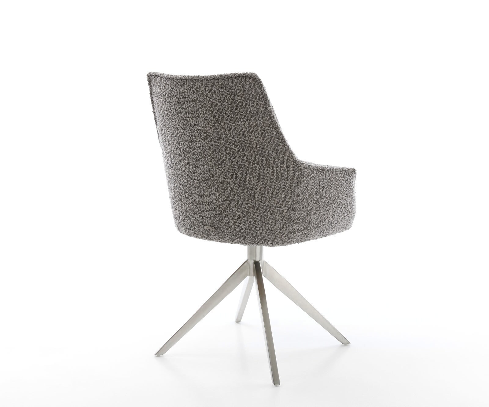 Chaise-pivotante Alja-Flex avec accoudoirs bouclé gris argenté pied croisé large acier inoxydable brossé pivotement sur 360° ressorts ensachés 5