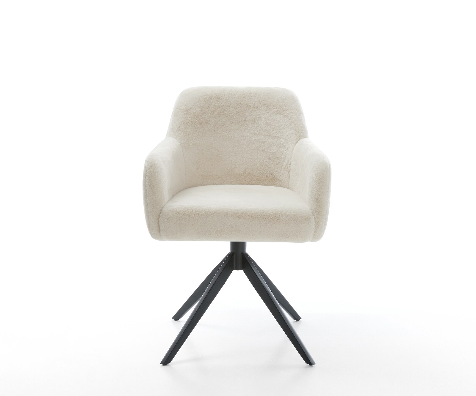 Chaise-pivotante Greg-Flex peluche crème-blanc pied croisé large noir pivotement sur 360° fonction bascule resorts ensachés 2