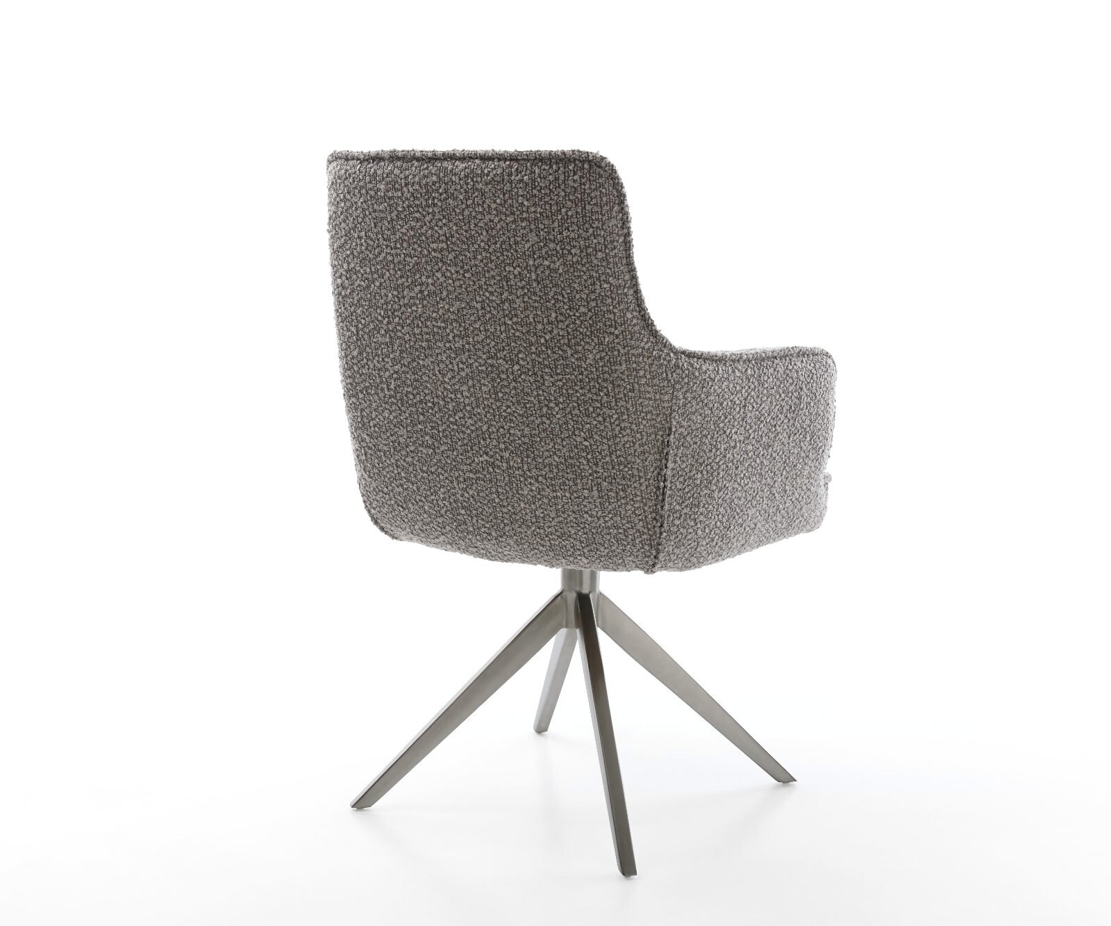 Chaise-pivotante Heira-Flex mit Armlehnen bouclé gris argenté pied croisé large grafiete pivotement sur 360° fonction bascule ressorts ensachés 5