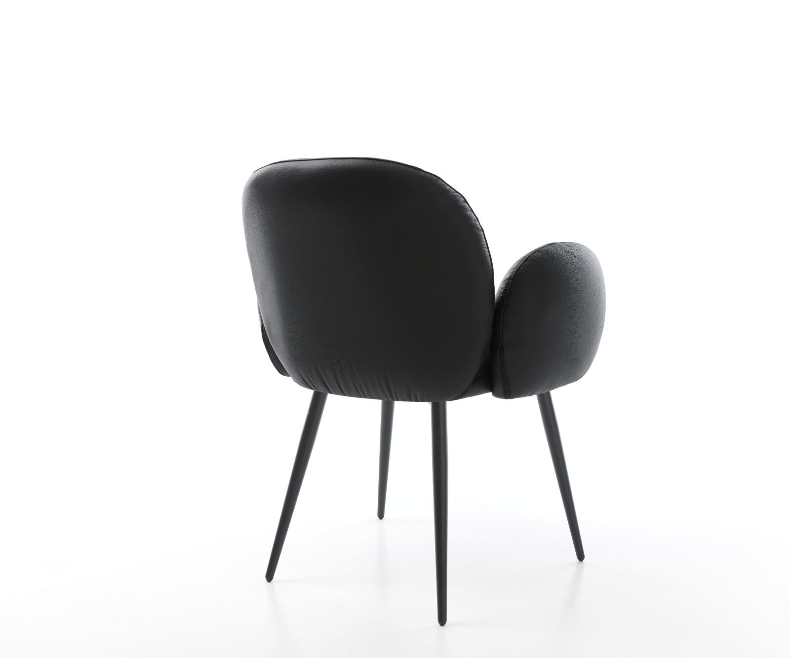 Chaise-de-salle-à-manger Nube-Flex avec accoudoirs cuir de vache noir 4 pieds coniques noir ressorts ensachés 4 Chaise-de-salle-à-manger Nube-Flex avec accoudoirs cuir de vache noir 4 pieds coniques noir ressorts ensachés 4