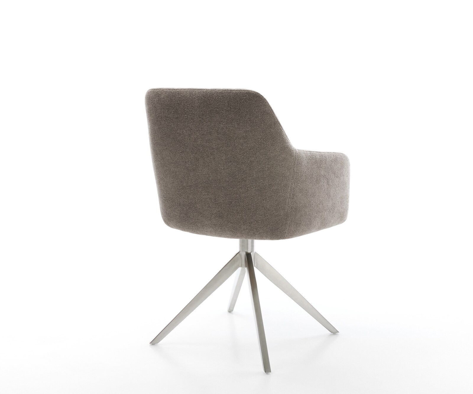 Chaise-pivotante Greg-Flex tissu structuré doux taupe pied croisé large acier inoxydable pivotement sur 360° fonction bascule ressorts ensachés 5