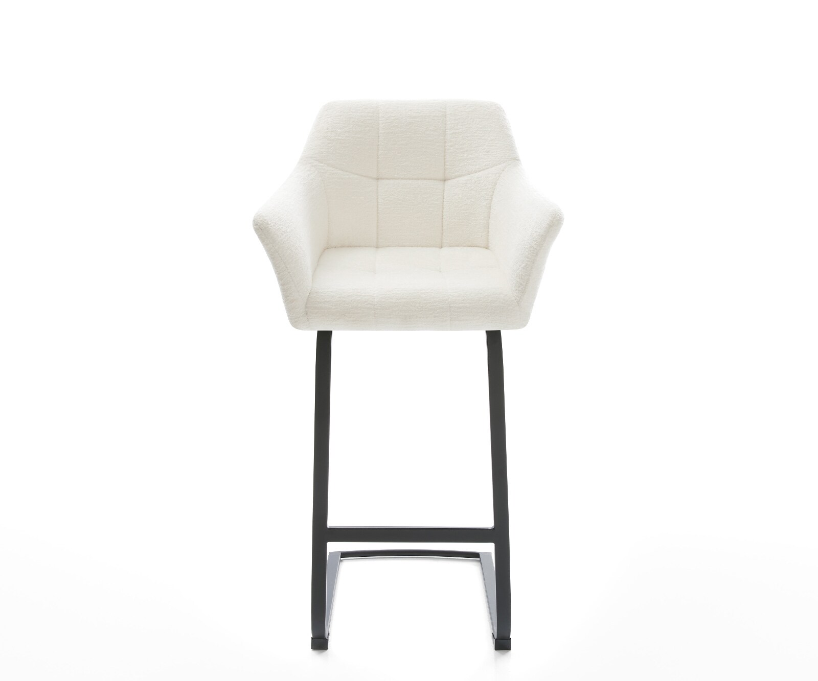 Chaise-de-bar Yulo-Flex Bouclé doux Beige Pied cantilever plat noir Noir 1