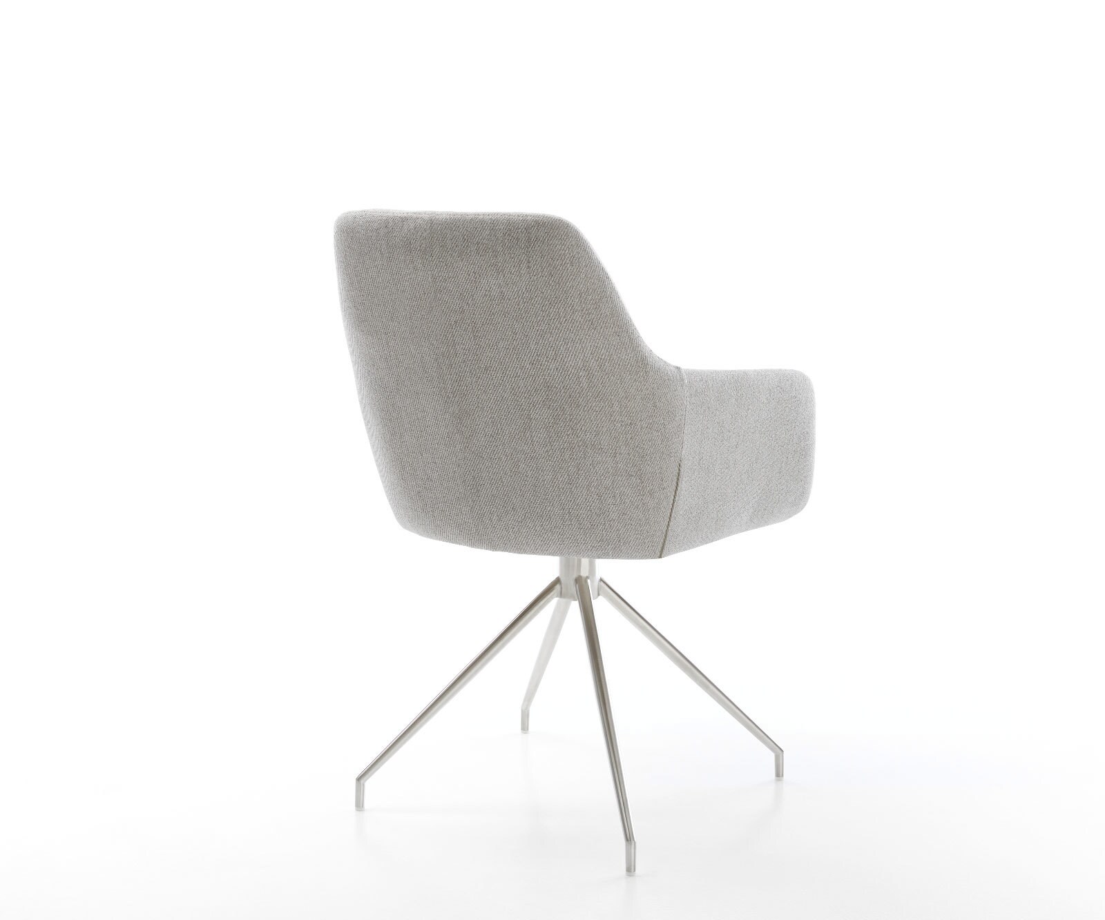 Chaise-de-salle-à-manger Pejo-Flex rayures gris clair pied croisé conique acier inoxydable brossé ressorts ensachés 4 Chaise-de-salle-à-manger Pejo-Flex rayures gris clair pied croisé conique acier inoxydable brossé ressorts ensachés 4