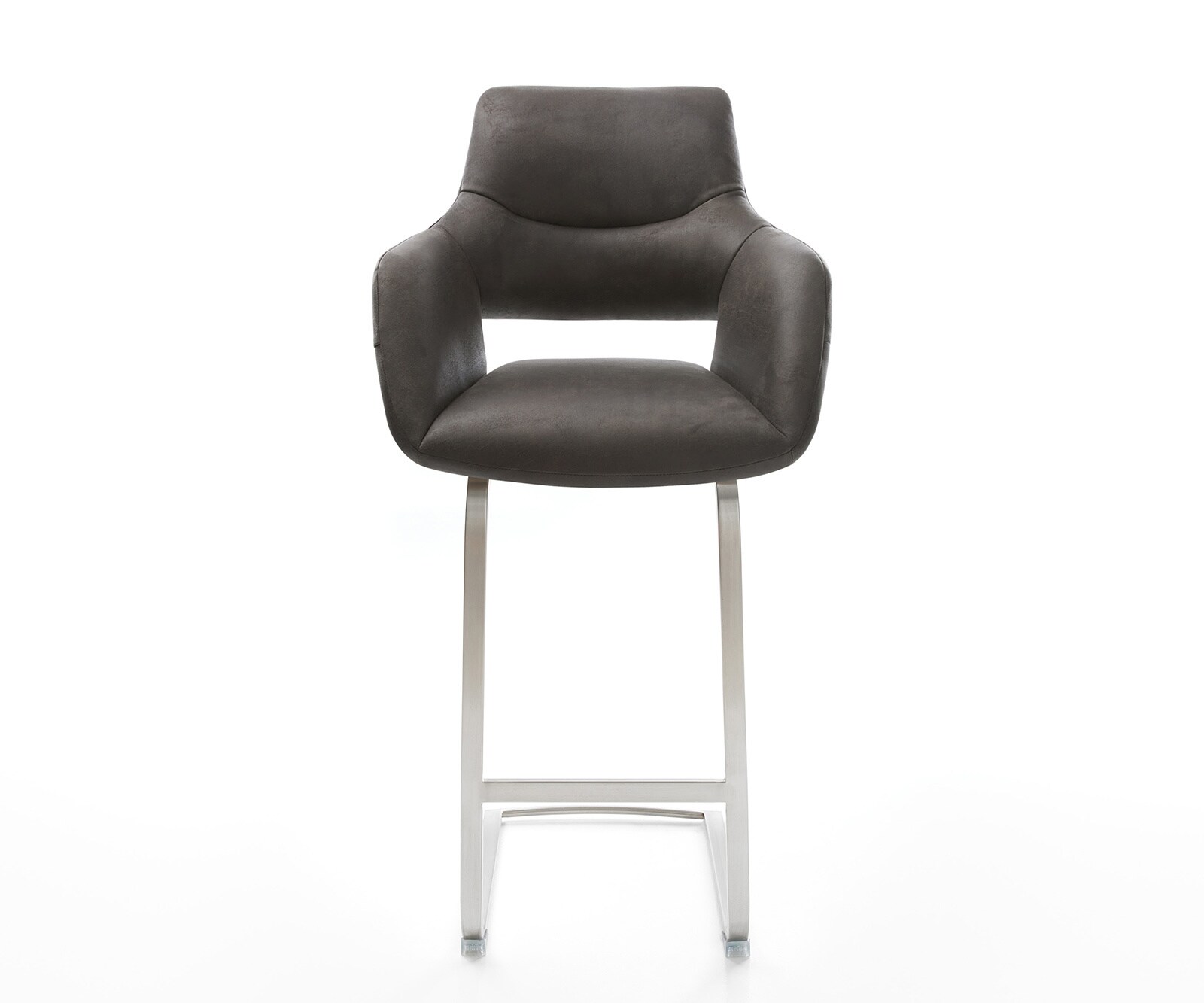 Chaise-de-bar Yago-Flex Microfibre Anthracite Vintage Chaise cantilever plate Acier inoxydable Ressorts ensachés 1