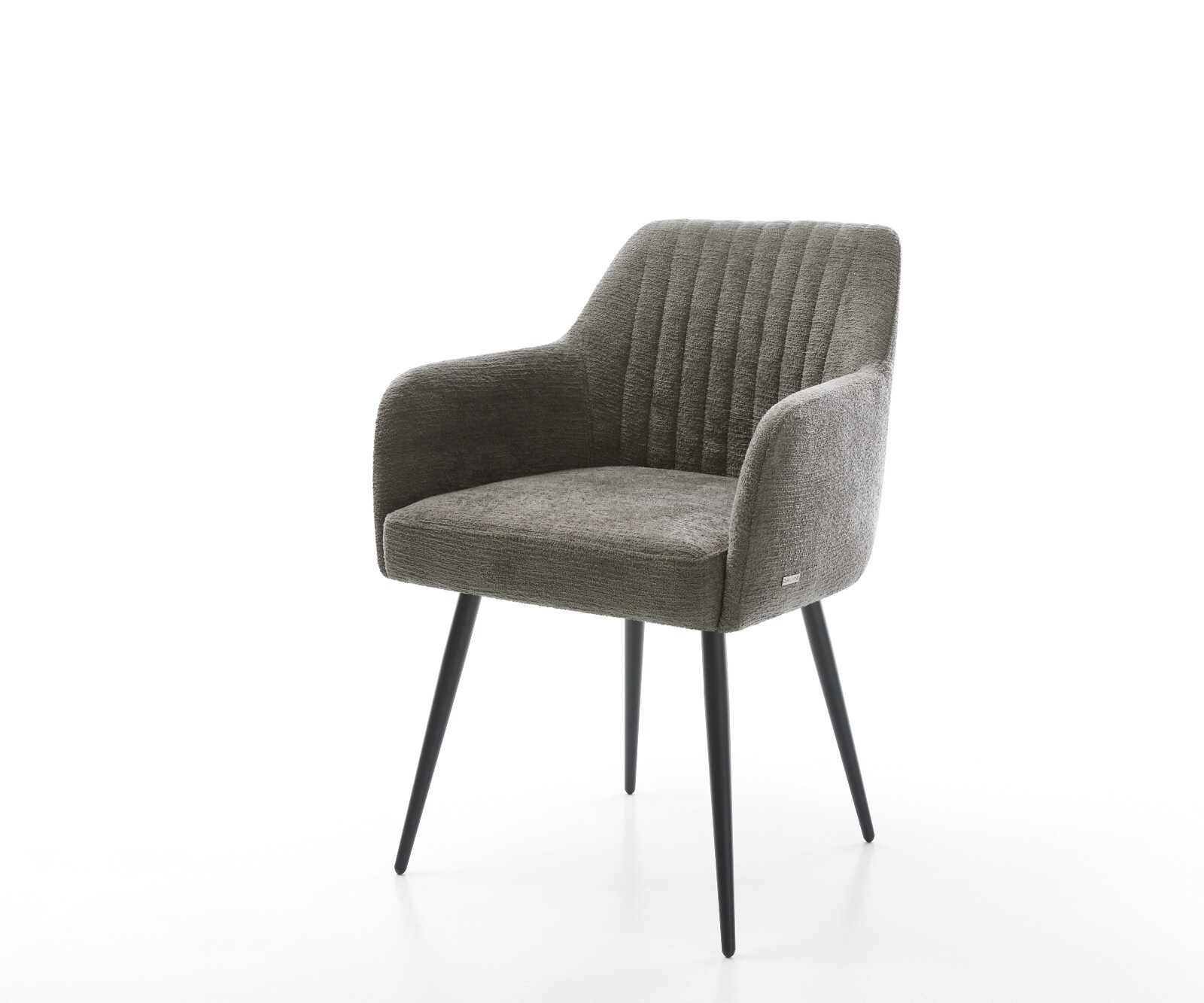 Chaise-de-salle-à-manger Greg-Flex bouclé doux couleur boue 4 pieds coniques noir resorts ensachés 1