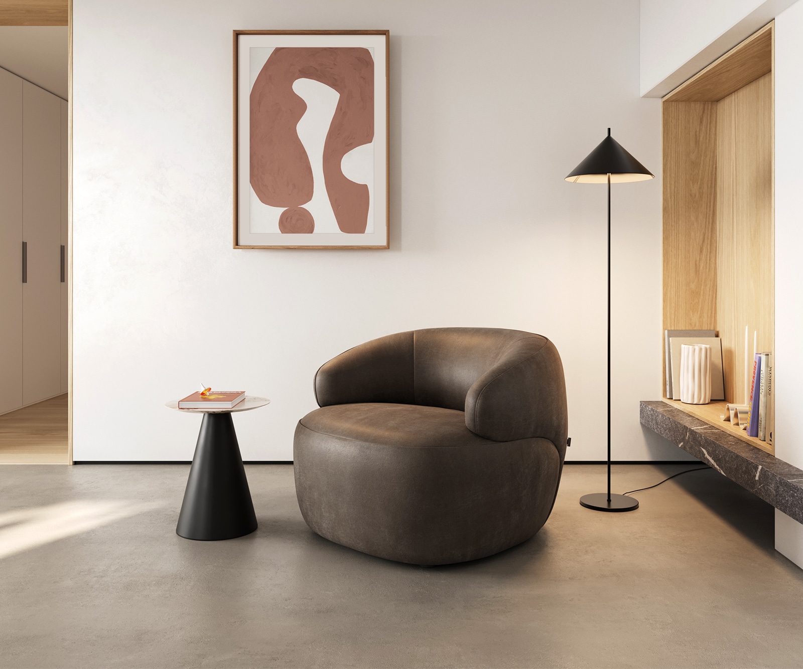 Fauteuil-lounge Nova 88x88 cm microfibre taupe vintage Fauteuil-lounge Nova 88x88 cm microfibre taupe vintage