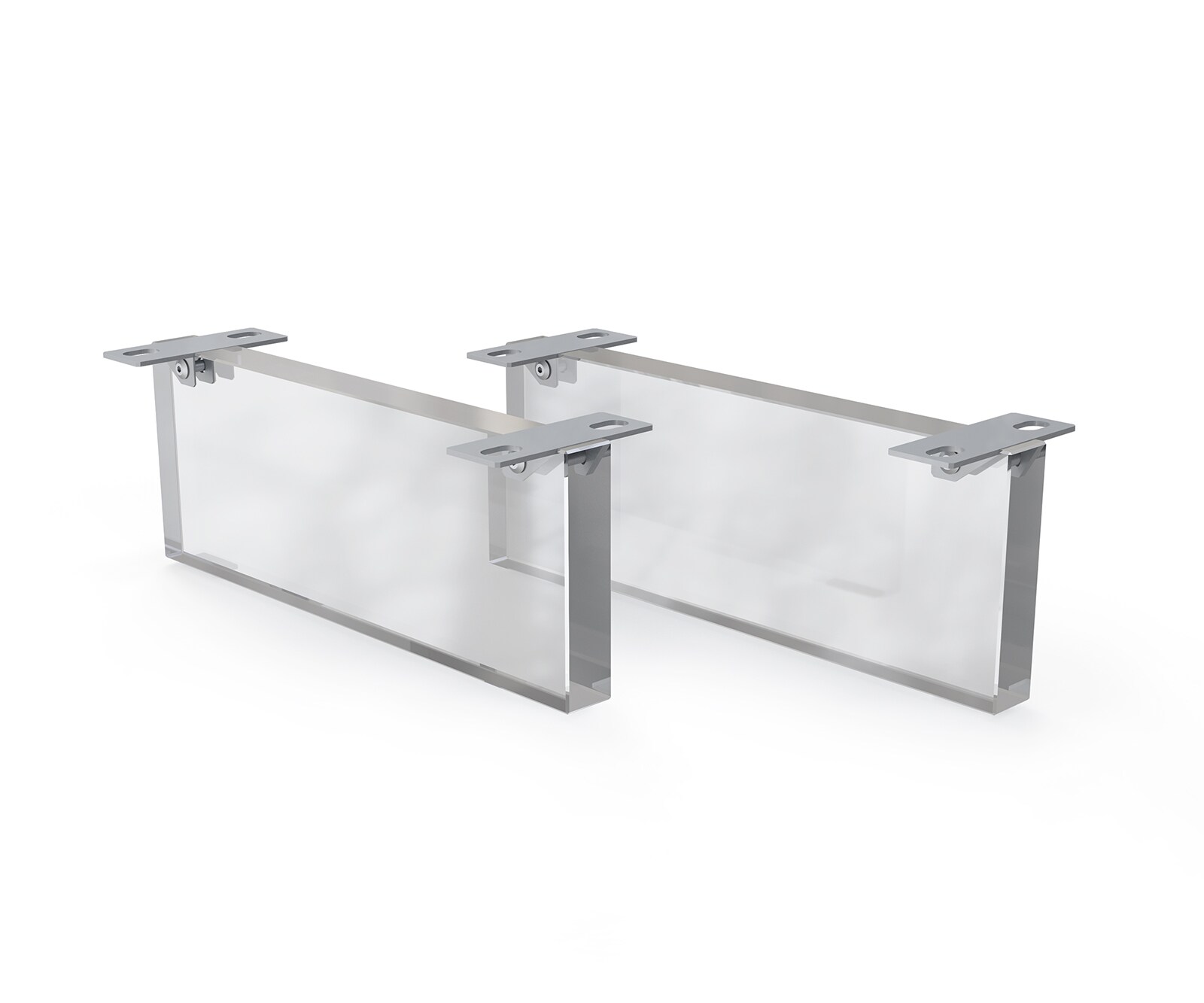 Fuß Schwebeoptik 15 cm Acrylglas für Kastenmöbel der Tiefe 45 cm (2er Set)