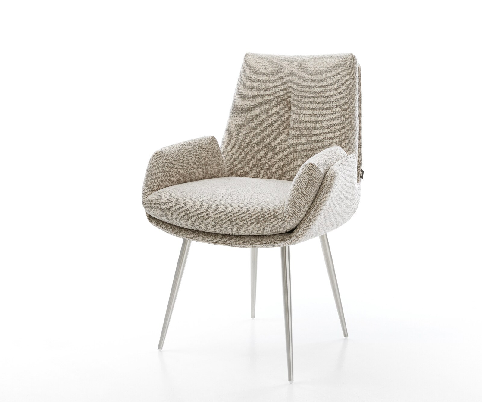 Chaise-de-salle-à-manger Clea-Flex tissu tissé doux beige 4 pieds coniques acier inoxydable 1