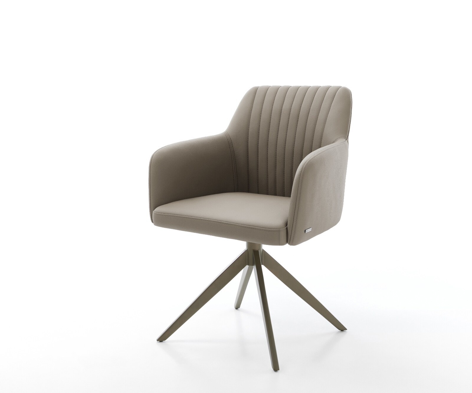 Chaise-pivotante Greg-Flex cuir de vache couleur boue pied croisé large aspect titane pivotement sur 360° fonction bascule ressorts ensachés 1