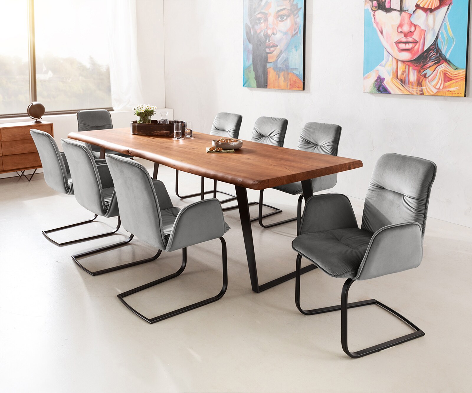 Cantilever Vinja-Flex velours gris pied cantilever plat noir 3 Cantilever Vinja-Flex velours gris pied cantilever plat noir 3