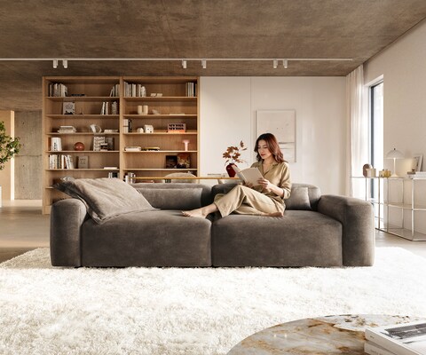 Grand canapé Freestyle Pure 280x110 cm Microfibre taupe vintage