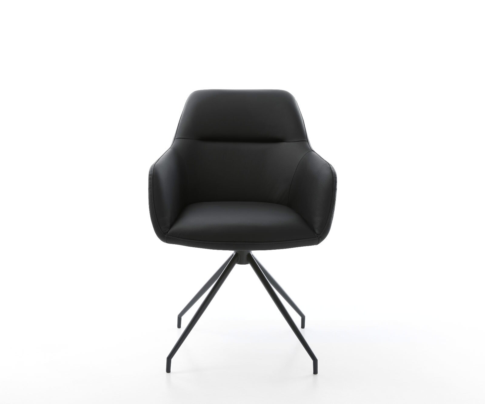 Chaise-de-salle-à-manger Pejo-Flex cuir de vache noir pied croisé conique noir ressorts ensachés 1 Chaise-de-salle-à-manger Pejo-Flex cuir de vache noir pied croisé conique noir ressorts ensachés 1