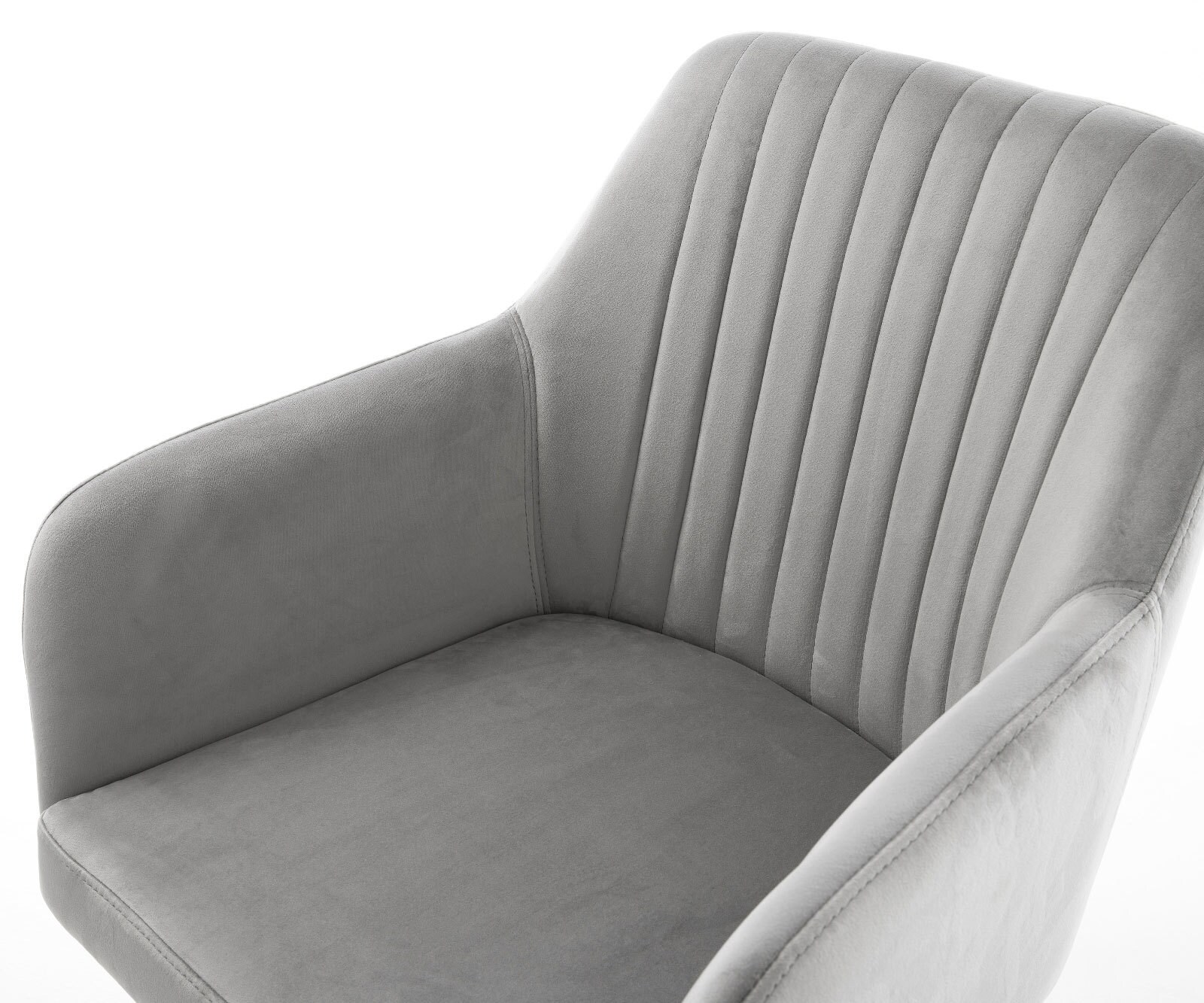 Chaise-pivotante Greg-Flex velours gris pied croisé large noir pivotement sur 360° fonction bascule ressorts ensachés 4
