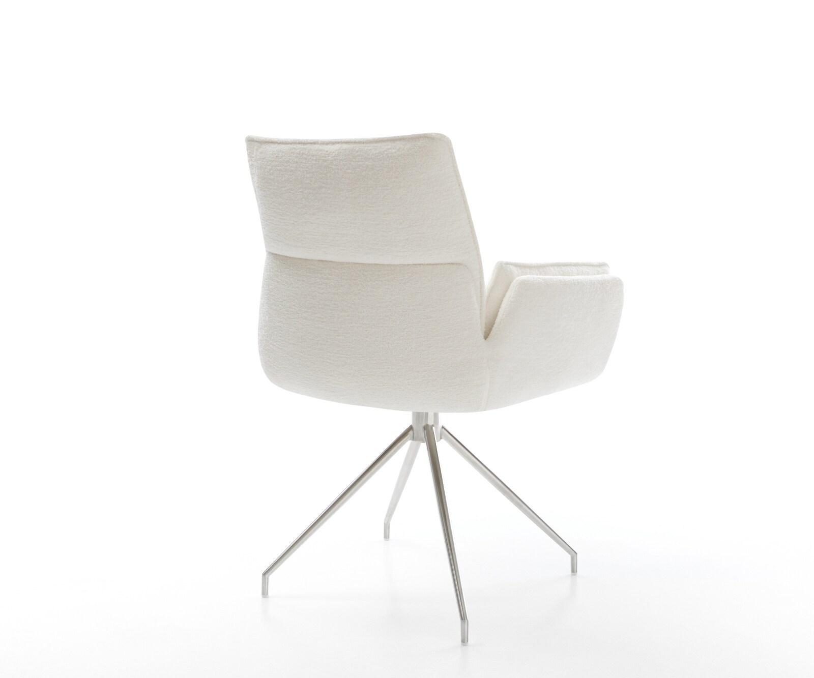 Chaise-de-salle-à-manger Nela-Flex bouclé doux beige pied croisé conique acier inoxydable 4