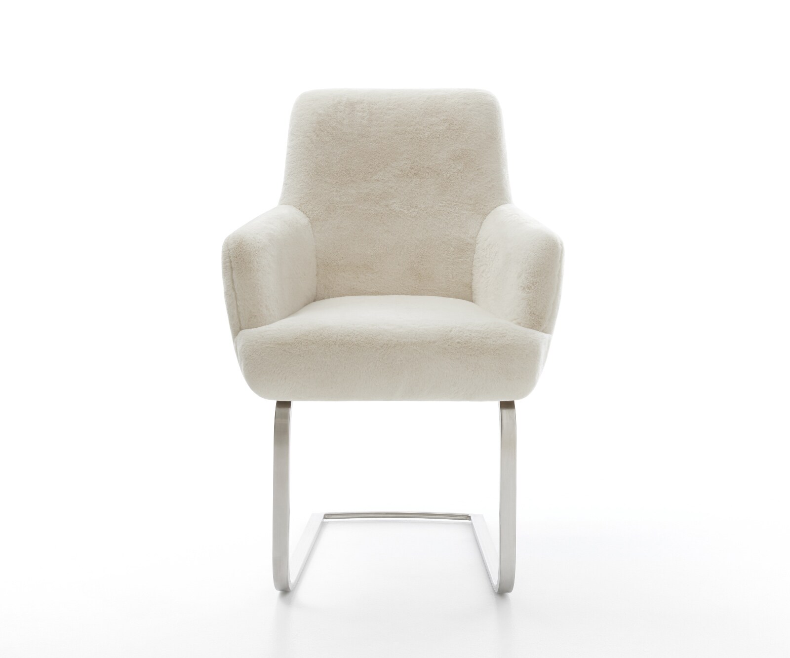 Cantilever Heira-Flex avec accoudoirs peluche crème-blanc pied cantilever plat acier inoxydable resorts ensachés 2