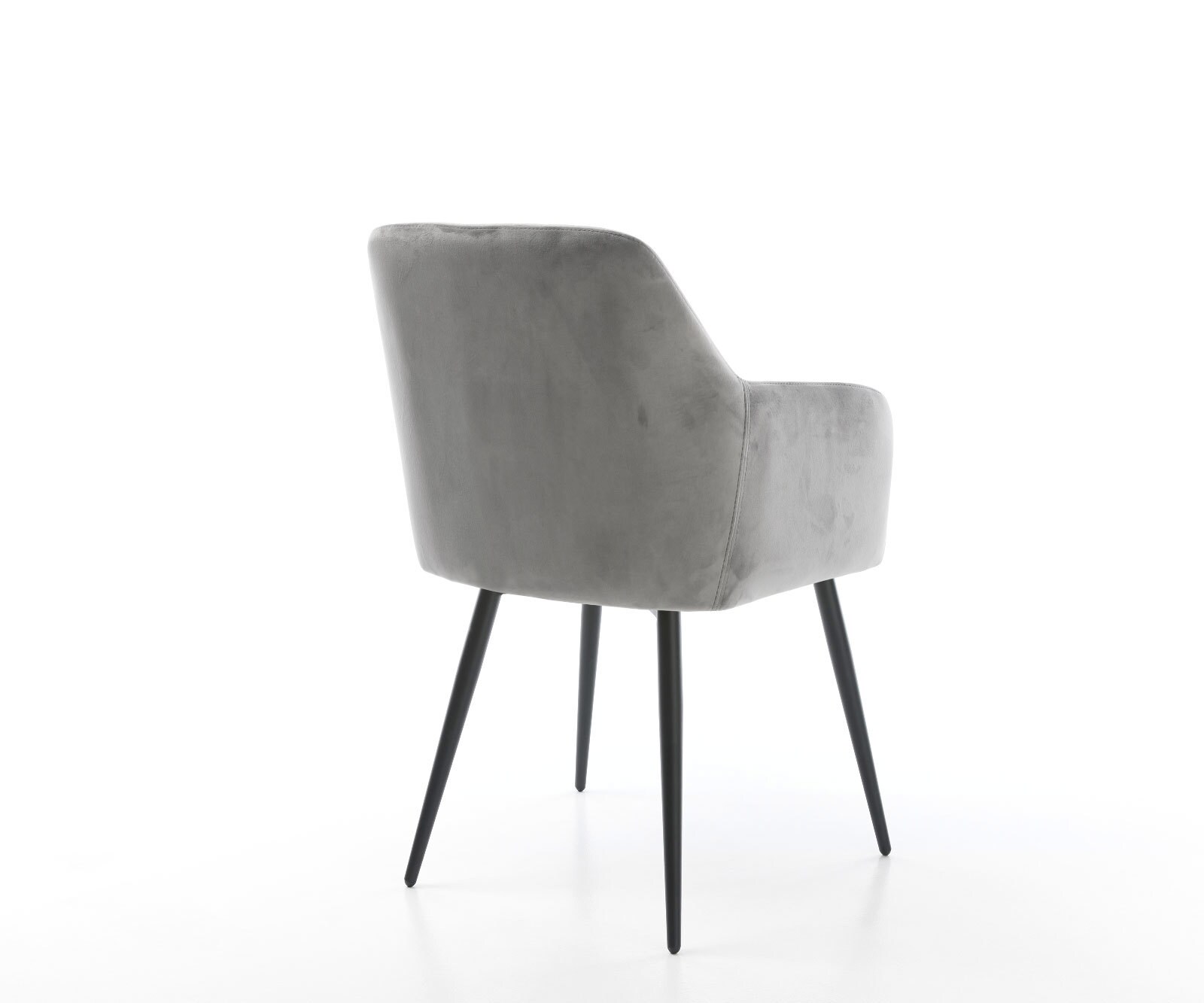 Chaise-de-salle-à-manger Greg-Flex velours gris 4 pieds coniques noir ressorts ensachés 4 Chaise-de-salle-à-manger Greg-Flex velours gris 4 pieds coniques noir ressorts ensachés 4