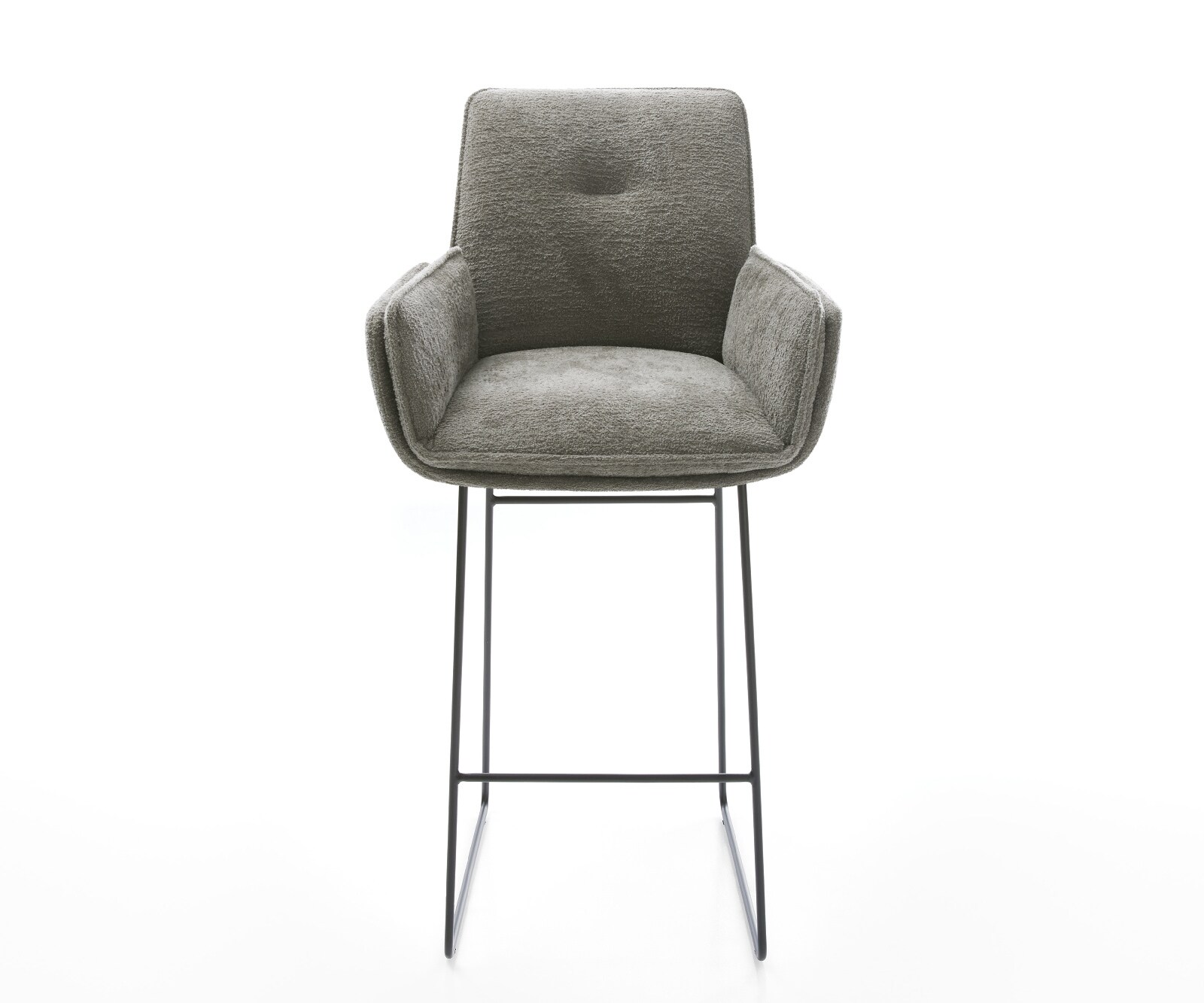 Chaise-de-bar Nela-Flex Bouclé doux Boue Pied trapèze noir Noir 1