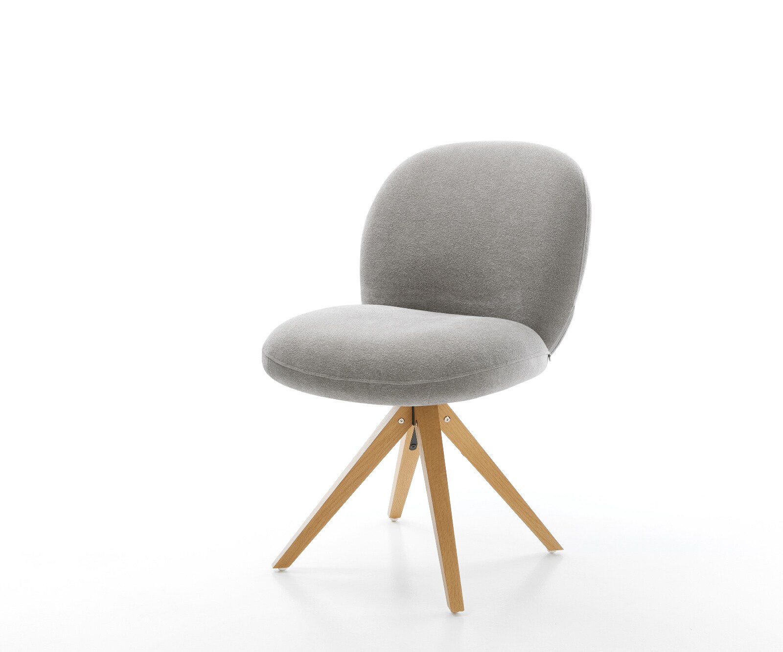 Chaise-pivotante Nube-Flex tissu structuré doux gris pied en bois angulaire naturel pivotement sur 180° resorts ensachés 1