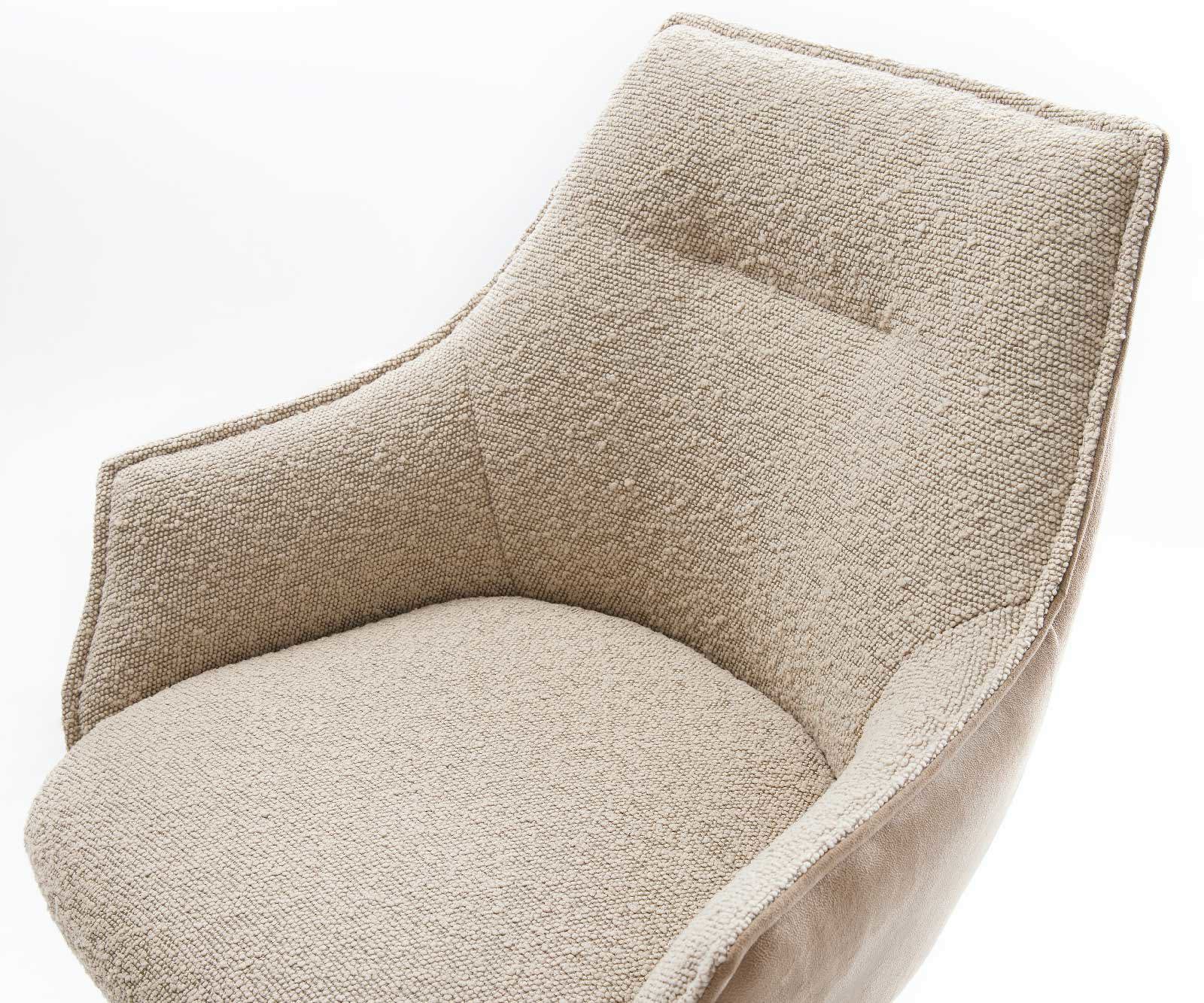 Chaise-de-bar Alja-Flex mélange de matériaux microfibre boue / bouclé boue Cadre à patins métal noir Ressorts ensachés 3