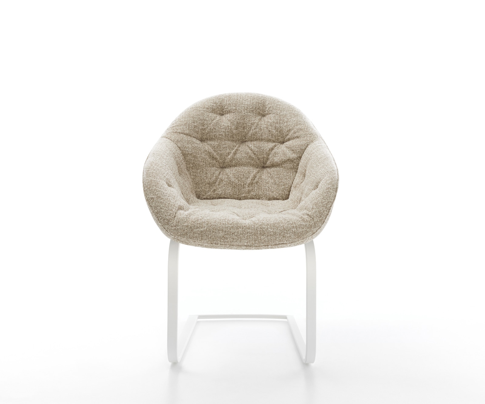 Cantilever Gaio-Flex tissu tissé doux beige pied cantilever plat blanc 1 Cantilever Gaio-Flex tissu tissé doux beige pied cantilever plat blanc 1