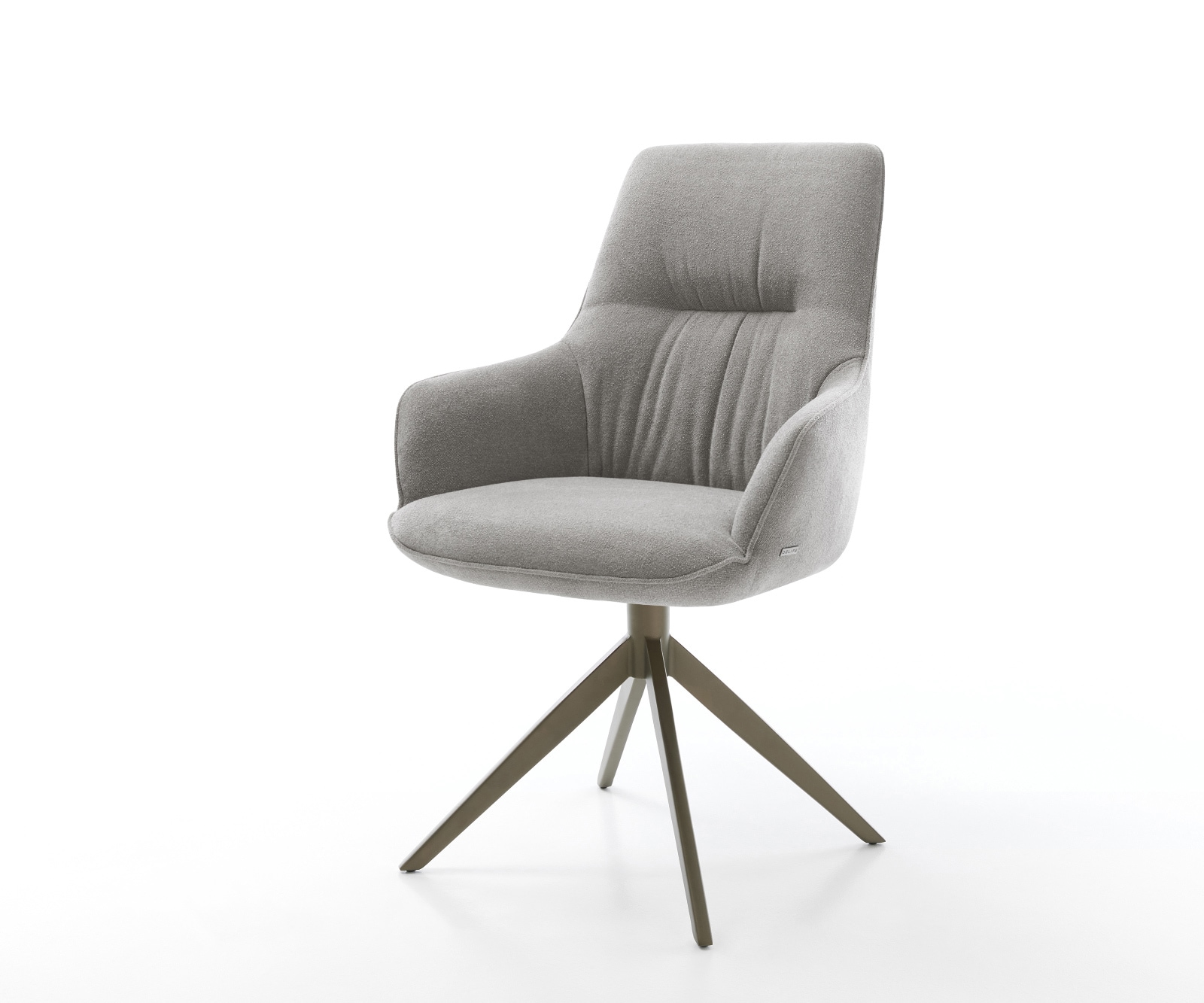 Chaise-pivotante Zelia-Flex avec accoudoirs tissu structuré doux gris pied croisé large aspect titane pivotement sur 360° fonction bascule resorts ensachés