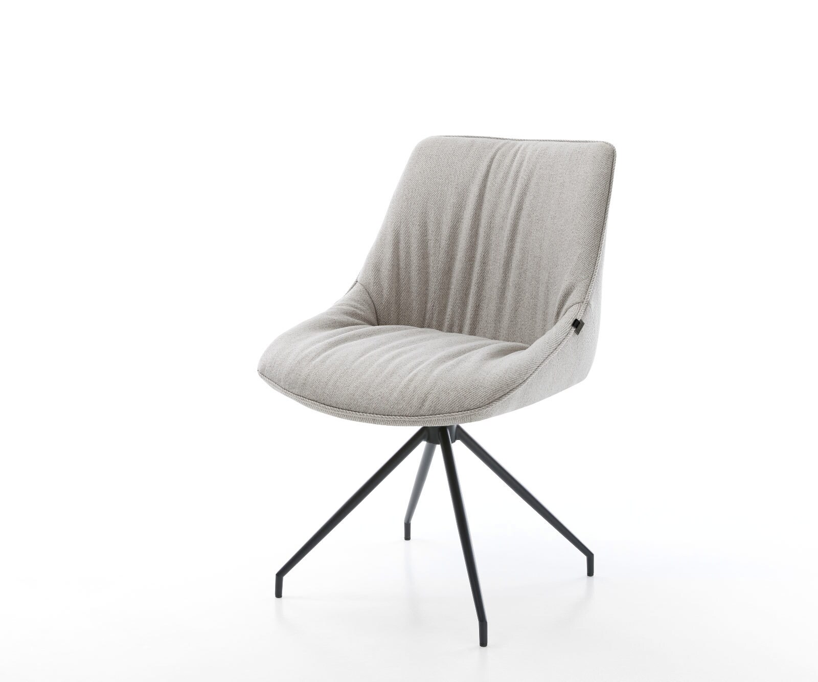 Chaise-pivotante Elda-Flex rayures gris clair pied croisé conique noir pivotement sur 180°