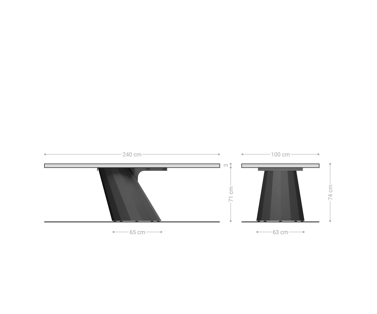Table à manger Edge 240x100 acacia naturee parabole métallique doré Live-Edge 7