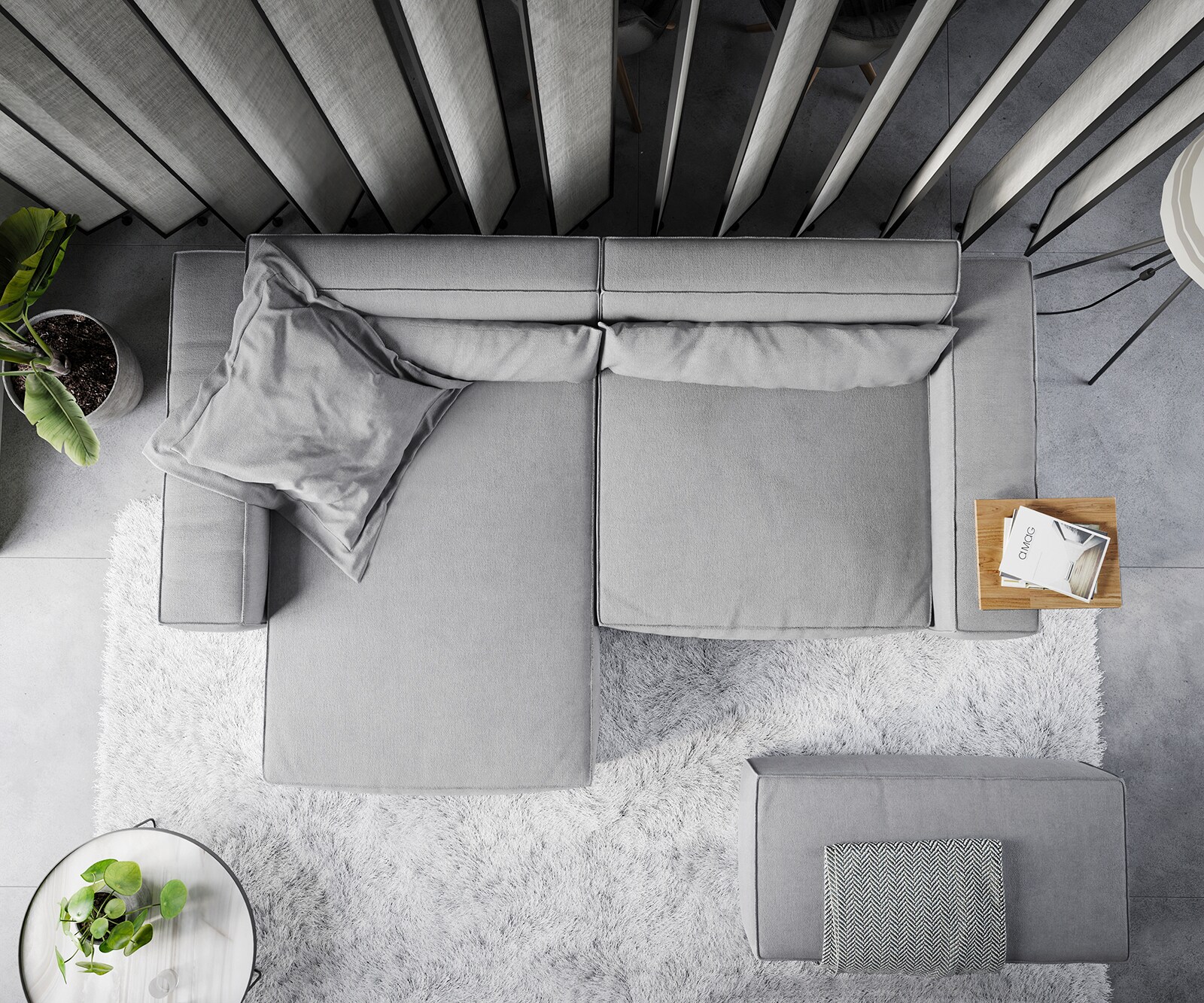 Canapé d'angle Sirpio XL 270x170 cm Microfibre Gris Recamiere variable avec Tabouret 5