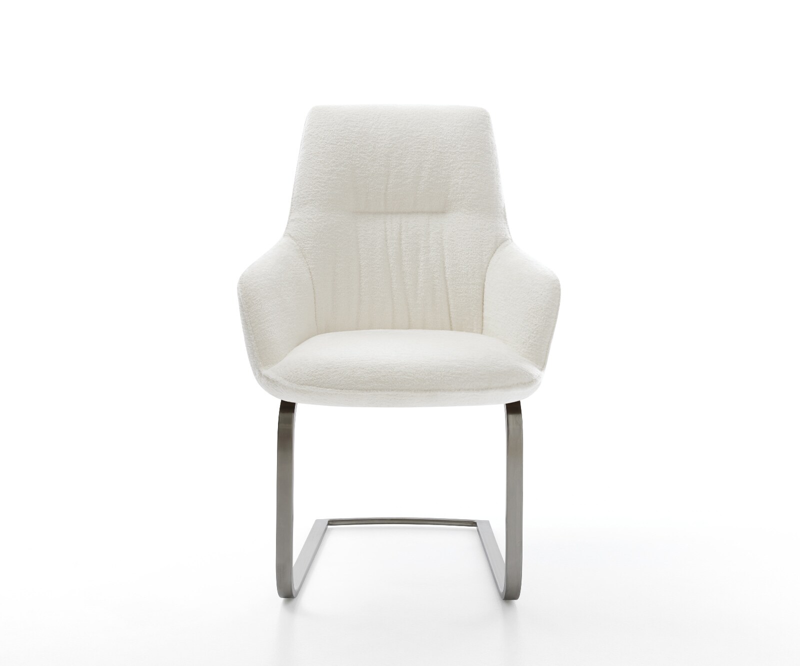 Cantilever Zelia-Flex avec accoudoirs bouclé doux beige pied cantilever plat grafiete ressorts ensachés 1