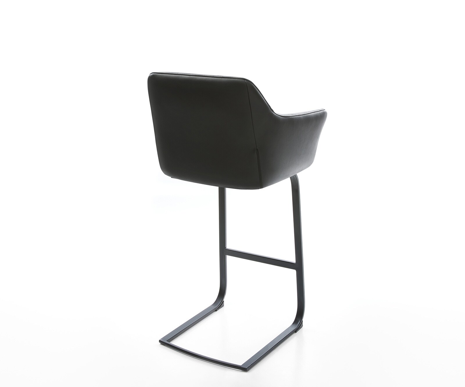 Chaise-de-bar Yulo-Flex cuir véritable noir chaise cantilever métal plat 4 Chaise-de-bar Yulo-Flex cuir véritable noir chaise cantilever métal plat 4