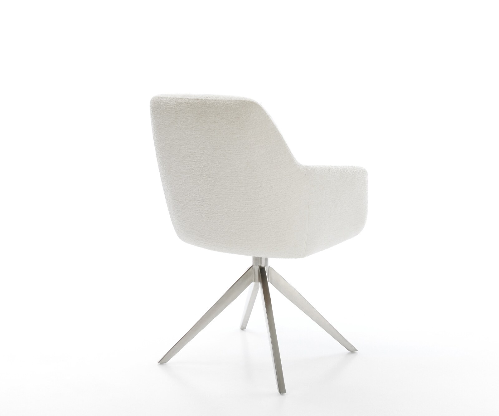 Chaise-pivotante Pejo-Flex bouclé doux beige pied croisé large acier inoxydable pivotement sur 360° fonction bascule resorts ensachés 5