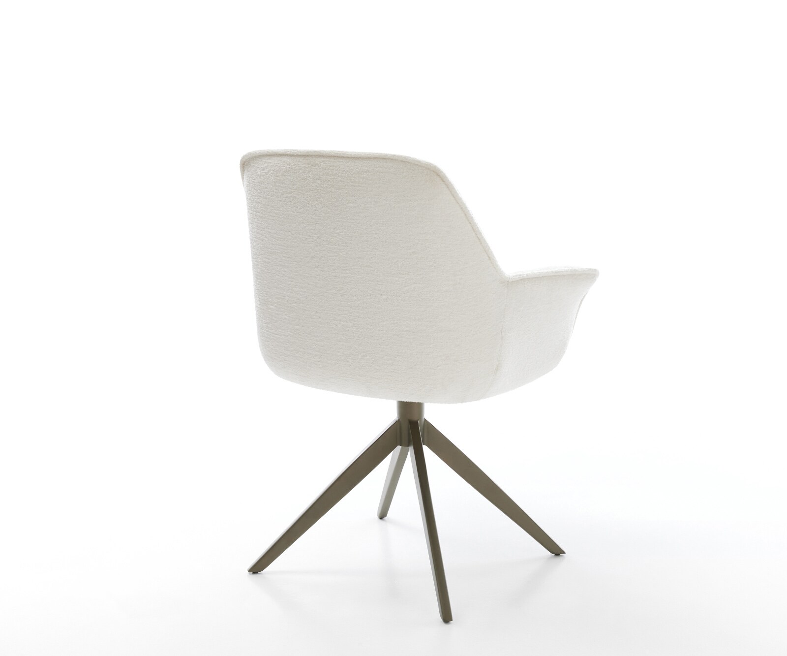 Chaise-pivotante Keila-Flex avec accoudoirs bouclé doux beige pied croisé large aspect titane pivotement sur 360° fonction bascule 5