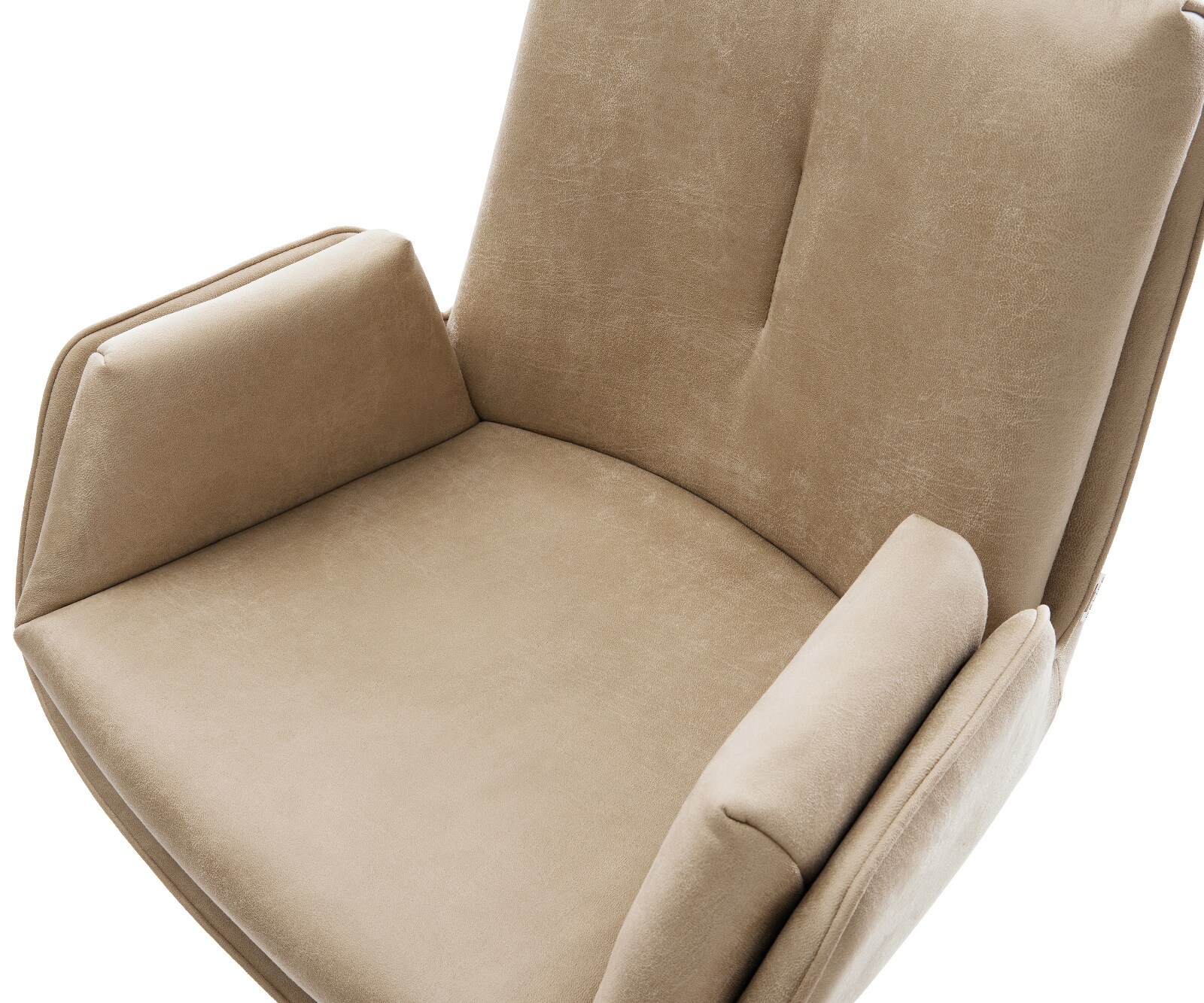 Chaise-de-bar Clea-Flex Microfibre Beige vintage Pied cantilever acier inoxydable Argent 4