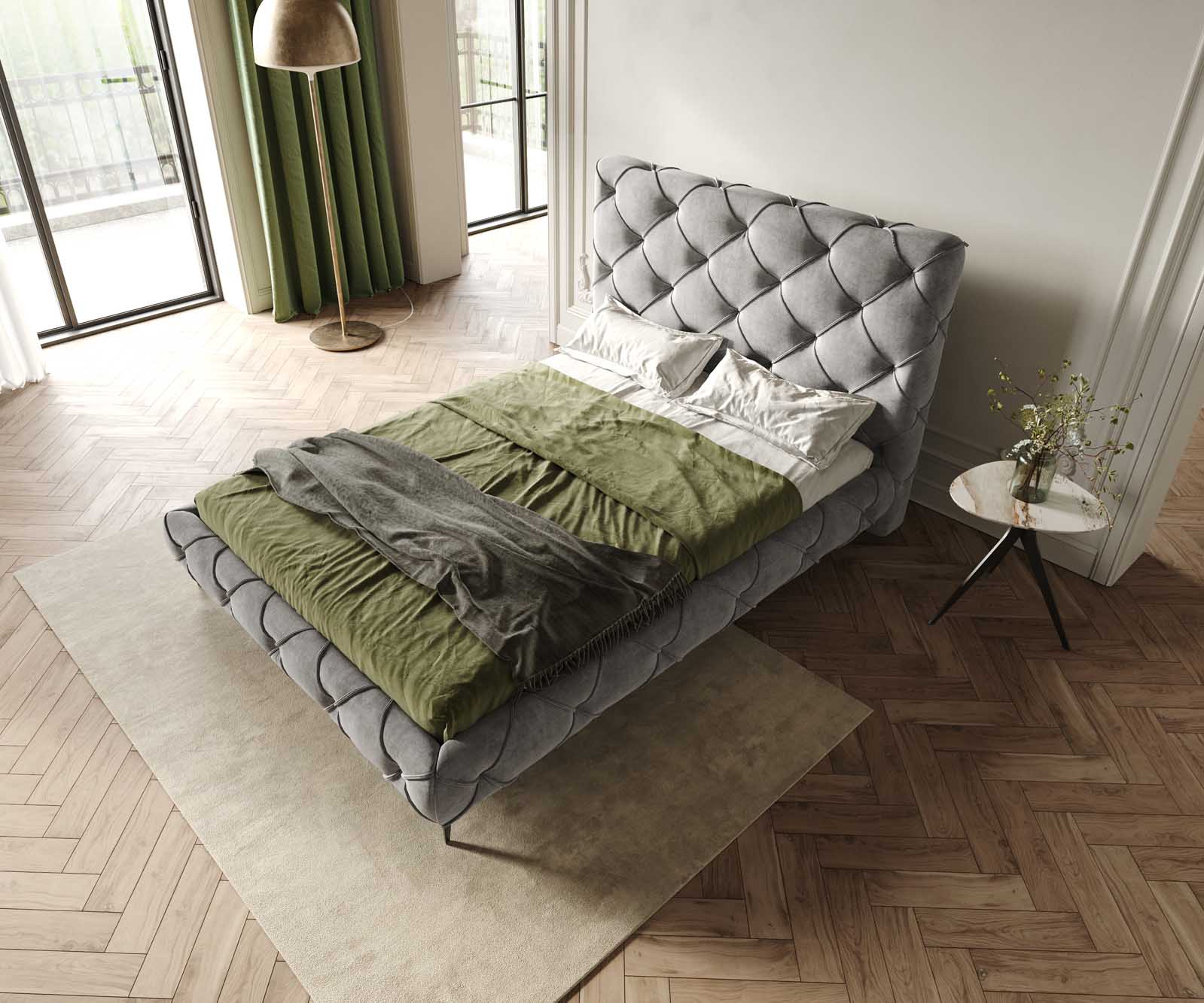 Sommier-rembourré Nayara 140x200 cm microfibre grise 4 Sommier-rembourré Nayara 140x200 cm microfibre grise 4