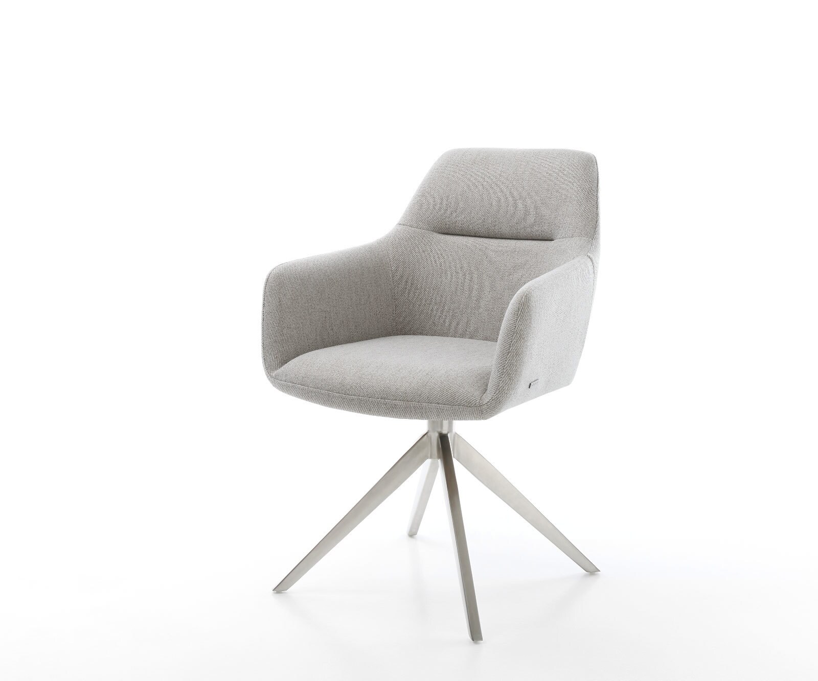 Chaise-pivotante Pejo-Flex rayures gris clair pied croisé large acier inoxydable brossé pivotement sur 360° fonction bascule ressorts ensachés 1