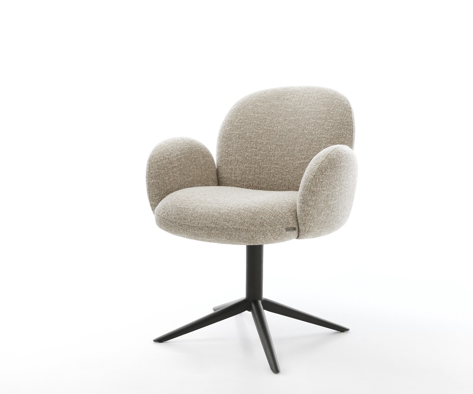 Chaise-pivotante Nube-Flex avec accoudoirs tissu tissé doux beige pied de chaise 4 branches noir pivotement sur 360° fonction bascule resorts ensachés 1