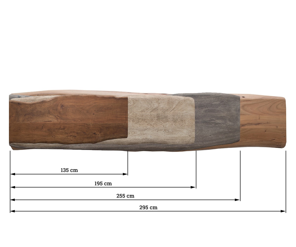 Banquette Live-Edge Banc d'arbre 295x40x5 marron acacia 3