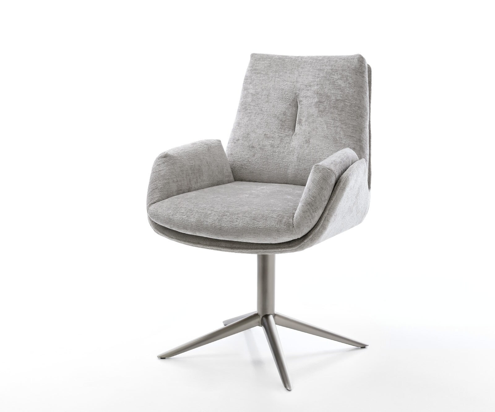 Chaise-pivotante Clea-Flex chenille gris argenté pied de chaise 4 branches grafiete pivotement sur 360° fonction bascule 1