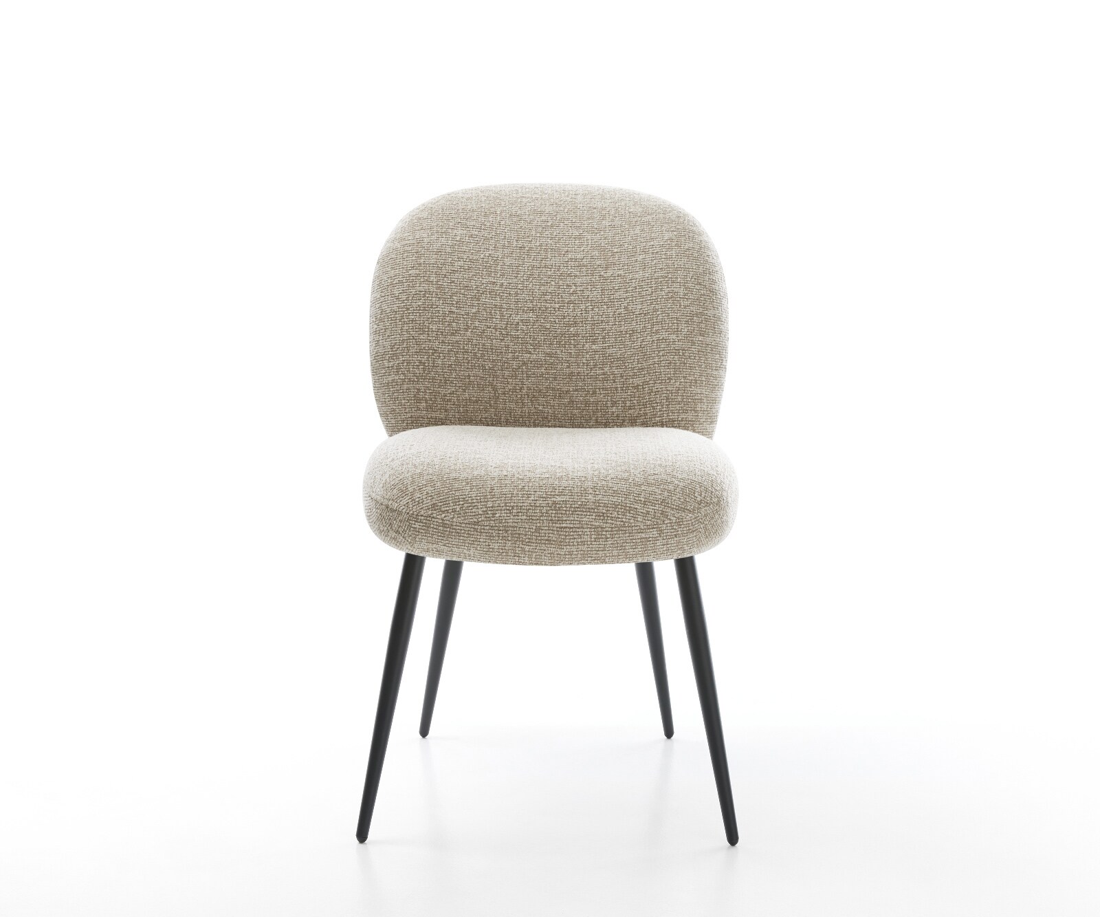 Chaise-de-salle-à-manger Nube-Flex tissu tissé doux beige 4 pieds coniques noir resorts ensachés 2