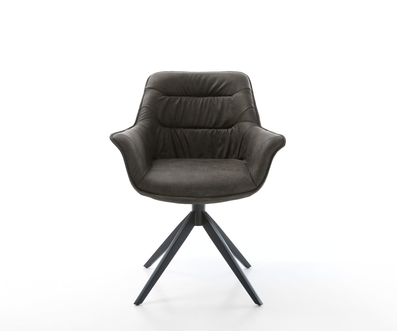 Chaise-de-salle-à-manger Kaira-Flex microvelours anthracite vintage pied croisé large noir 1 Chaise-de-salle-à-manger Kaira-Flex microvelours anthracite vintage pied croisé large noir 1