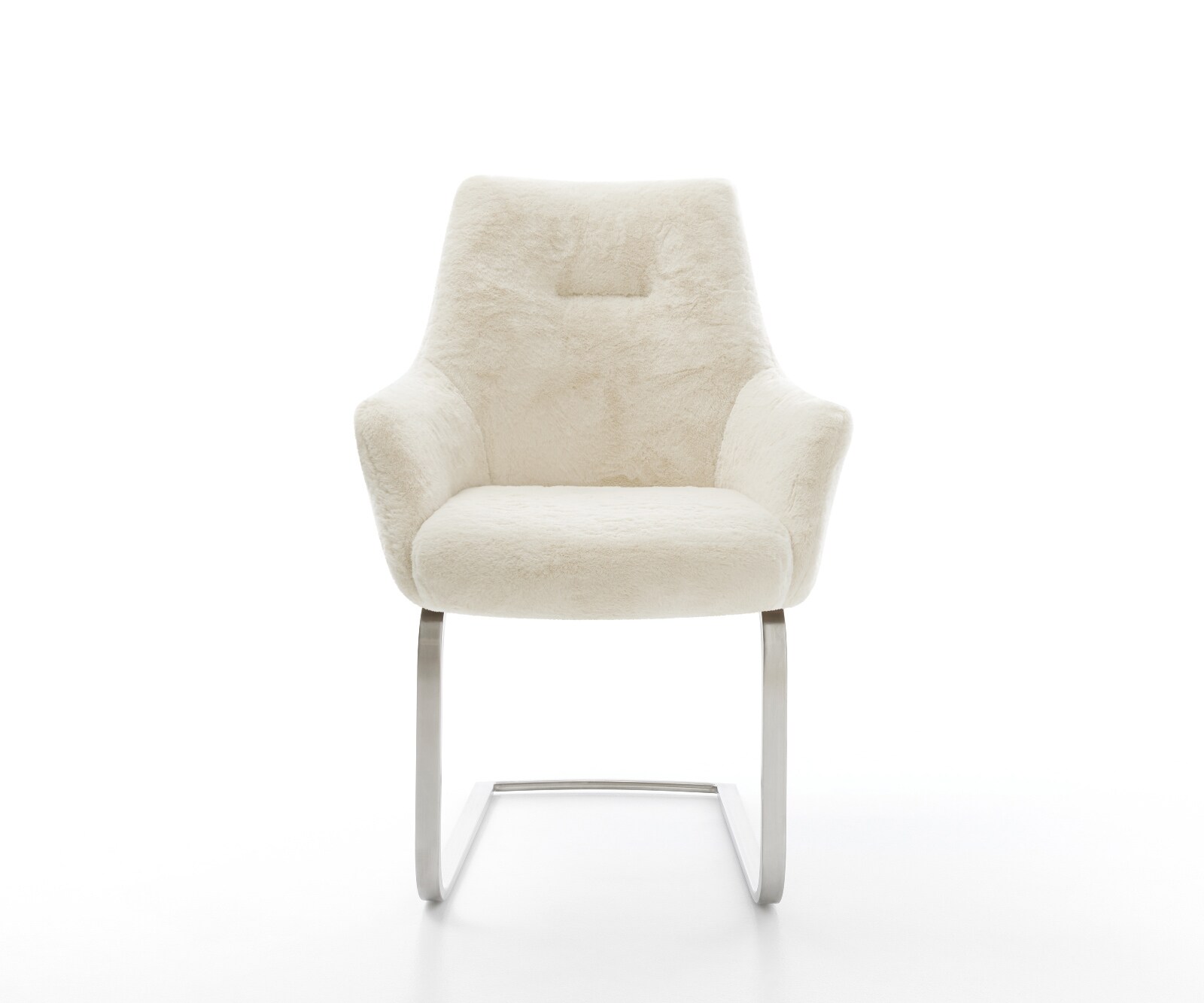 Cantilever Alja-Flex avec accoudoirs peluche crème-blanc pied cantilever plat acier inoxydable resorts ensachés 1