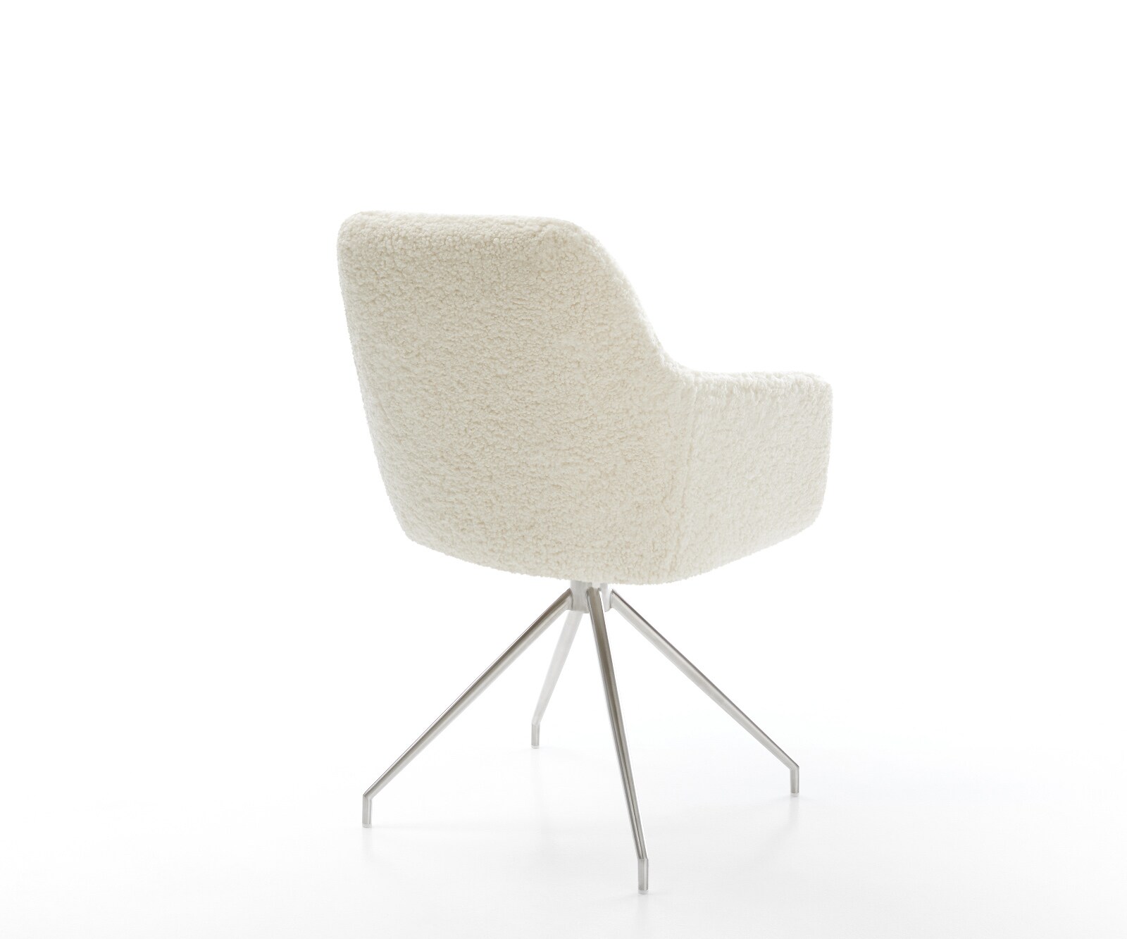 Chaise-de-salle-à-manger Pejo-Flex tissu teddy beige pied croisé conique acier inoxydable resorts ensachés 5