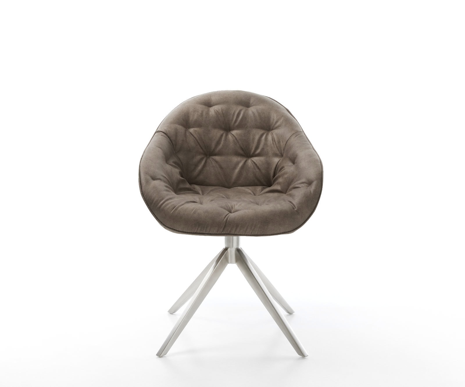 Chaise-pivotante Gaio-Flex microvelours taupe vintage pied croisé large acier inoxydable brossé pivotement sur 360° fonction bascule 1 Chaise-pivotante Gaio-Flex microvelours taupe vintage pied croisé large acier inoxydable brossé pivotement sur 360° fonction bascule 1