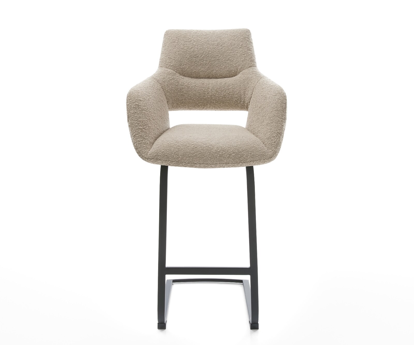 Chaise-de-bar Yago-Flex Bouclé Boue Pied cantilever plat noir Noir Ressort ensaché 2