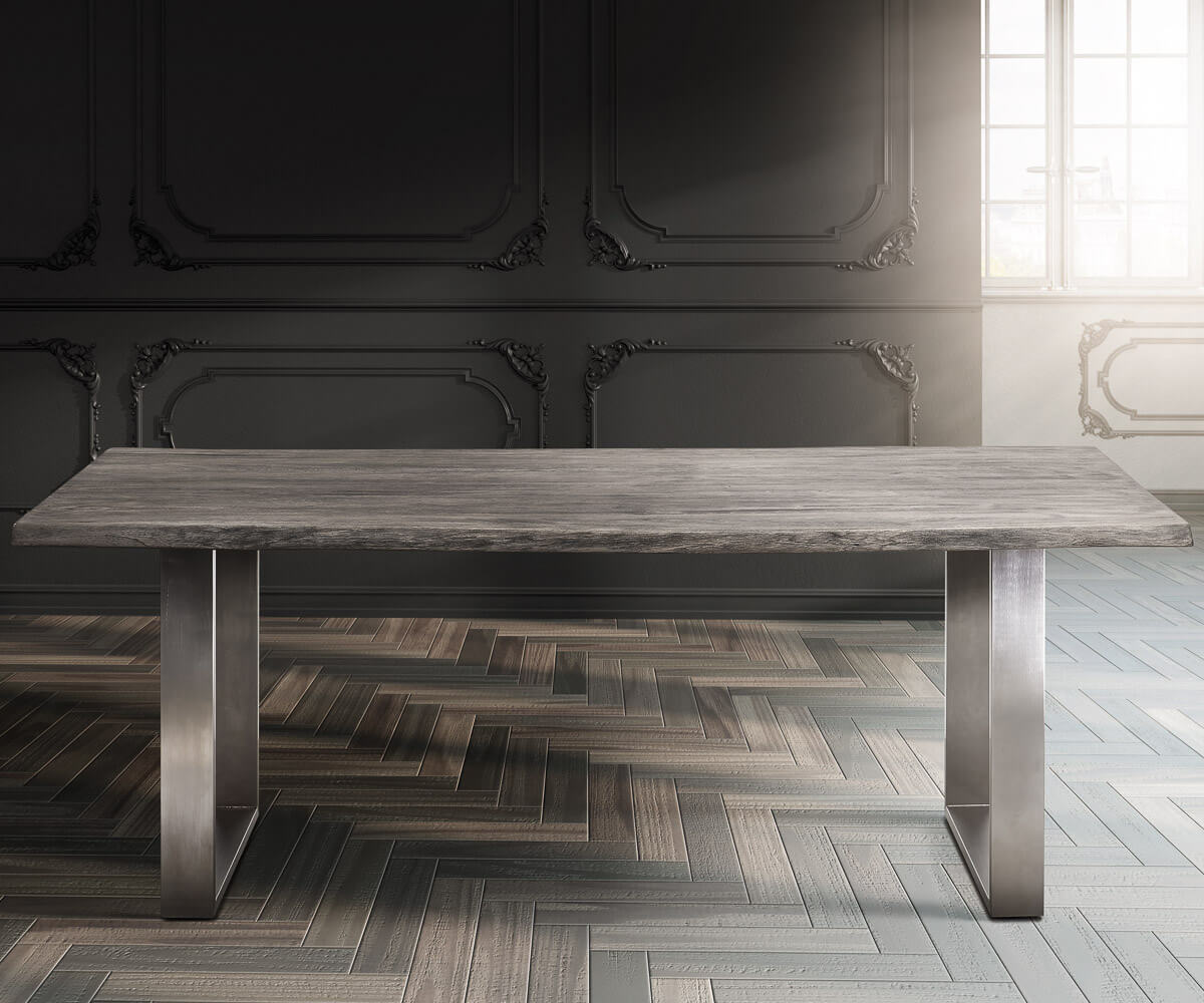 Plateau-de-table-à-manger Edge 220x100cm XL acacia platine Live-Edge 4